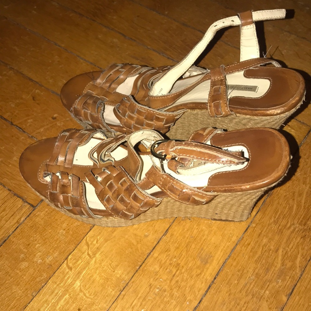 Max studio leather wedges